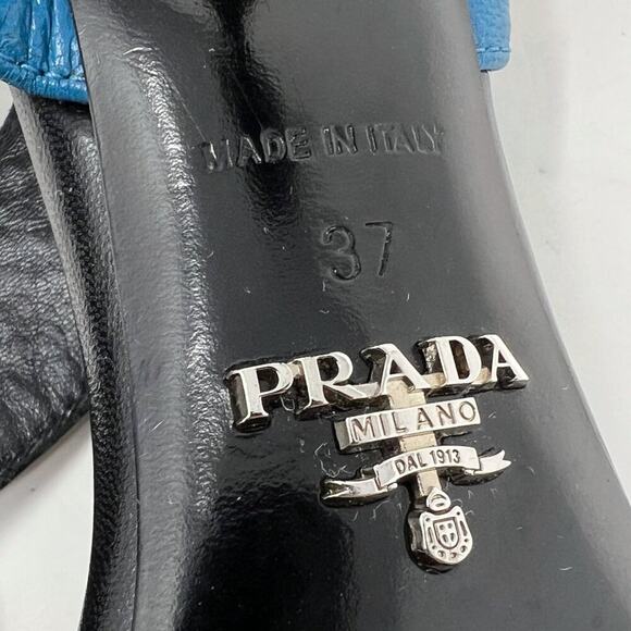 Prada Resort 2016 Chain Heel Sandals Black Blue Yellow Size 37 - Picture 7 of 8
